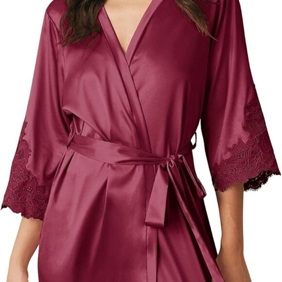 Jewelry - Women's Silk Robe Satin Kimono Robe for Bride Bridesmaids Short Bridal Party Rob